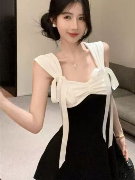 レース ワンピース 優美リボン付きレースワンピース