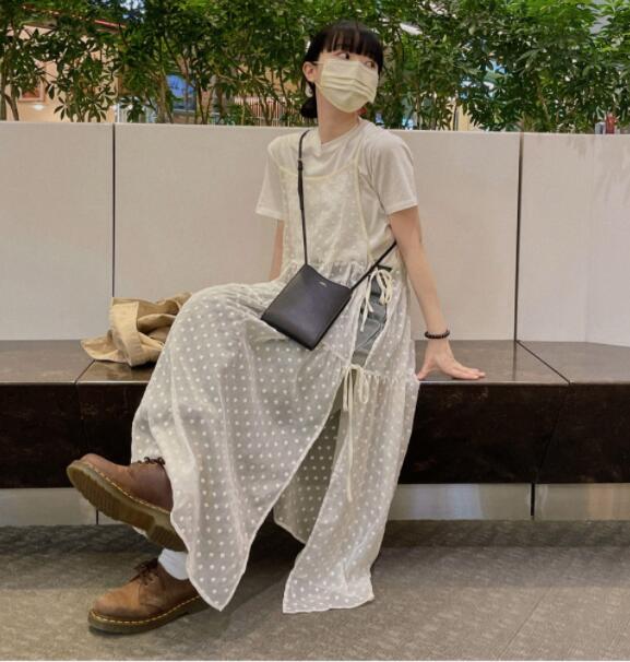 レース ワンピース レイヤード対応透け感キャミソールワンピース