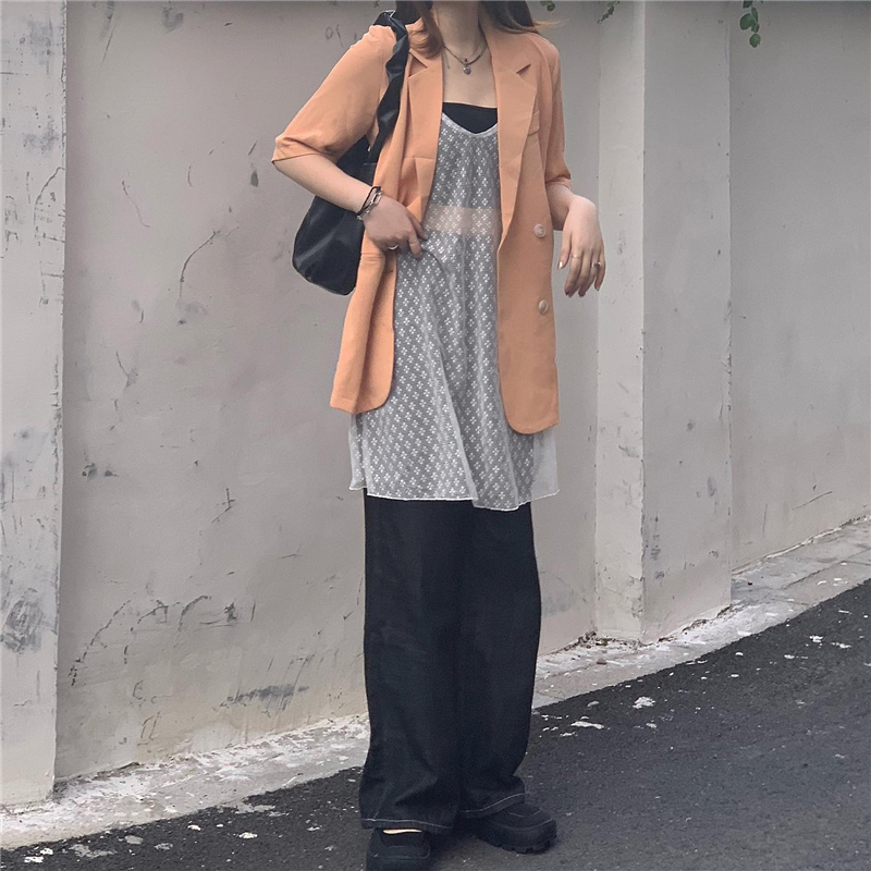 レース ワンピース 透かし模様のキャミワンピース