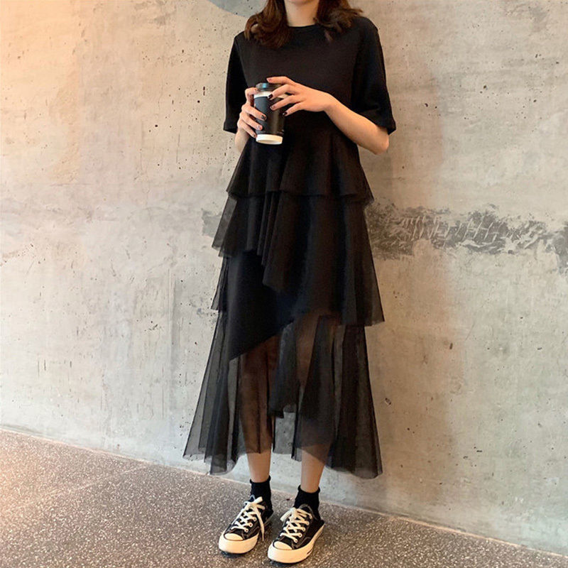 レース ワンピース ティアードチュール 重ねワンピース