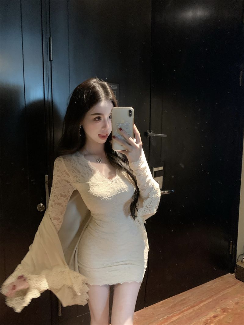 レース ワンピース 優美なシルエット レース ワンピース