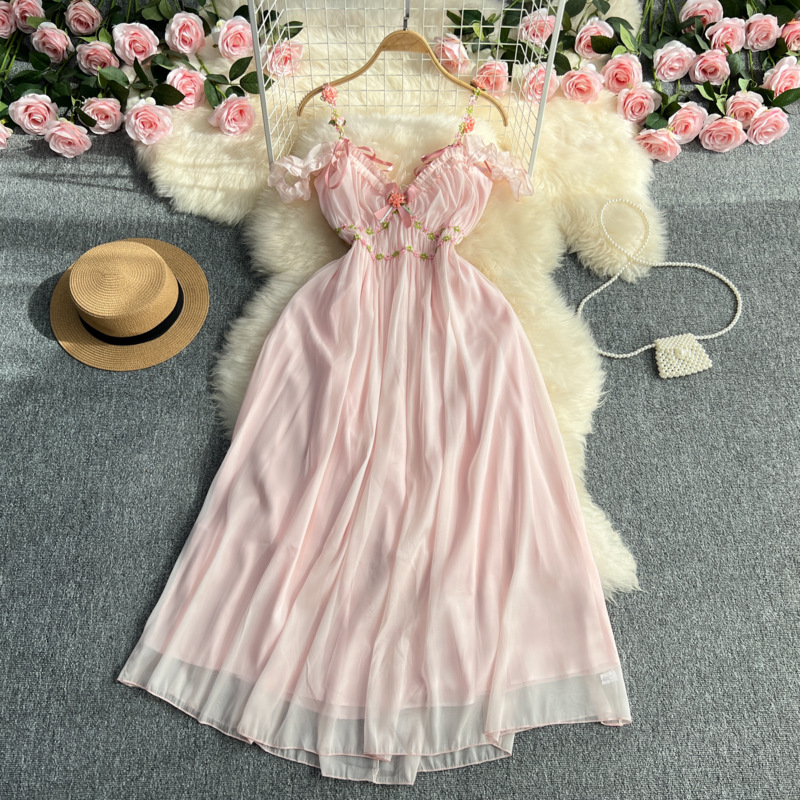 レース ワンピース フリルレース ロングワンピース リゾート向け 肩魅せ 夏服