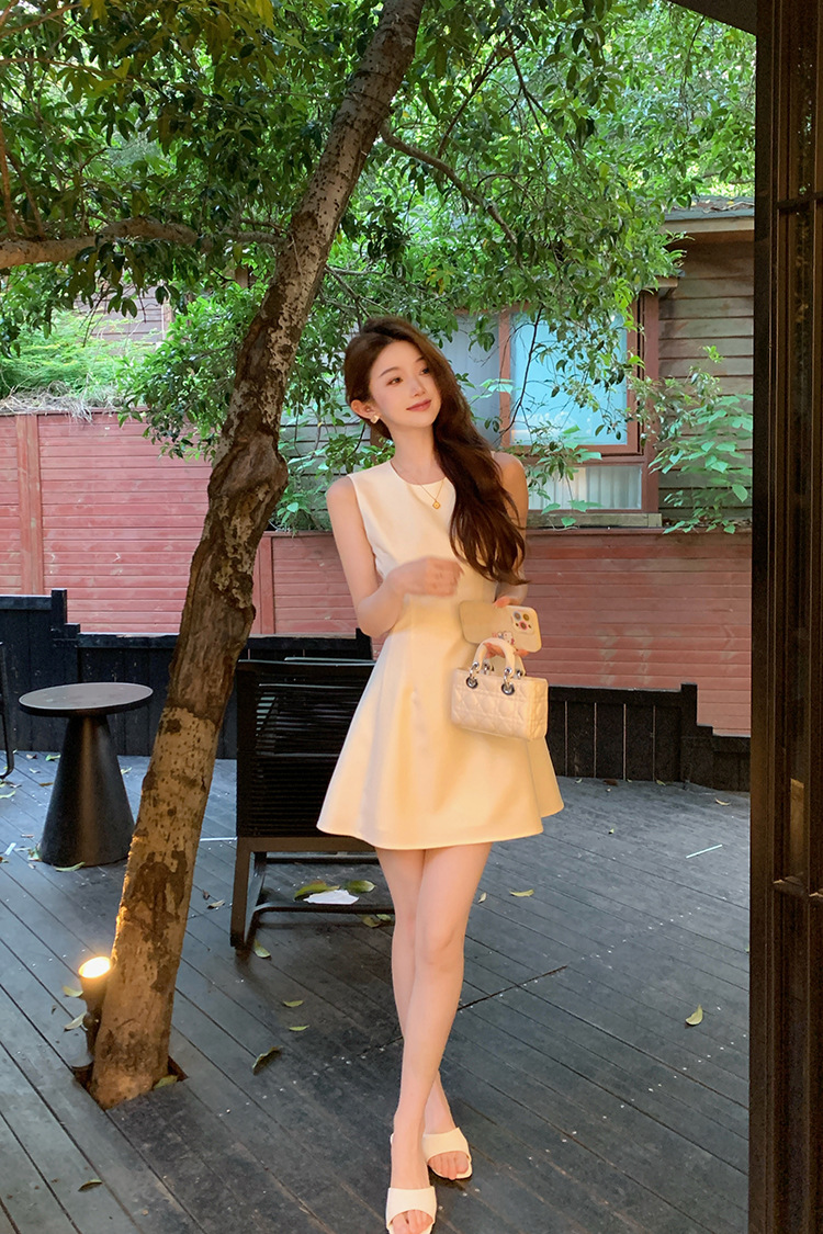 レース ワンピース 優美フレアシルエット ノースリーブワンピース