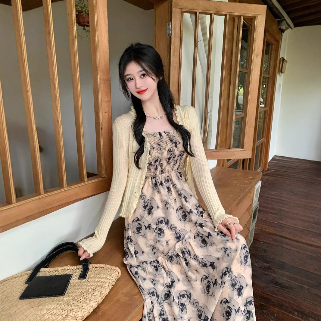 レース ワンピース 優美花柄キャミソールレースワンピース