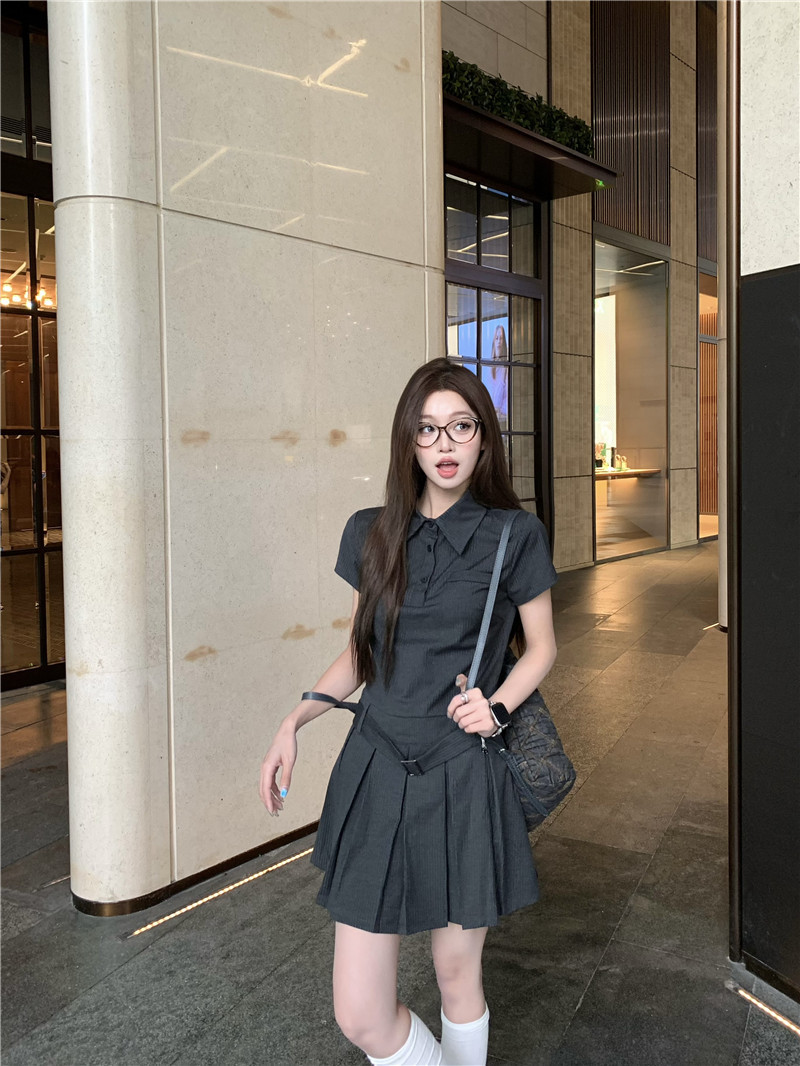 レース ワンピース 清楚襟付きプリーツレイヤードワンピース