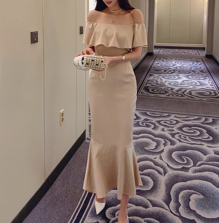 レース ワンピース オフショルダー マーメイド ロングワンピース 結婚式 パーティードレス
