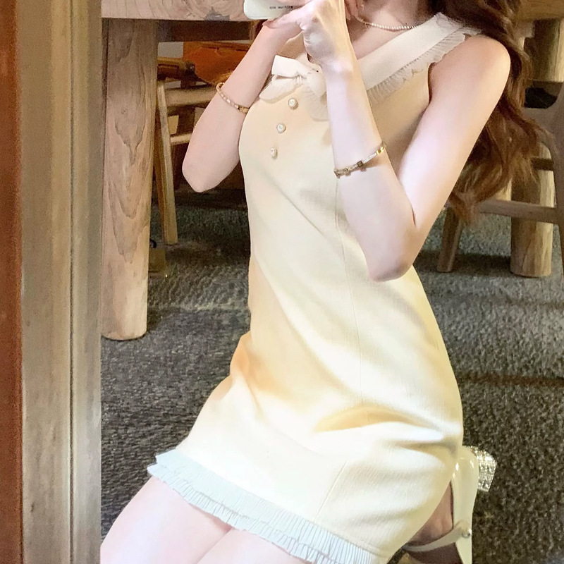 レース ワンピース プリーツ襟フリルレースキャミワンピース