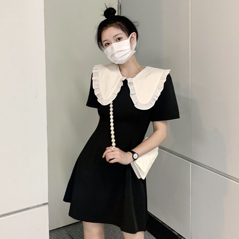 レース ワンピース 大きな襟付きレース ワンピース