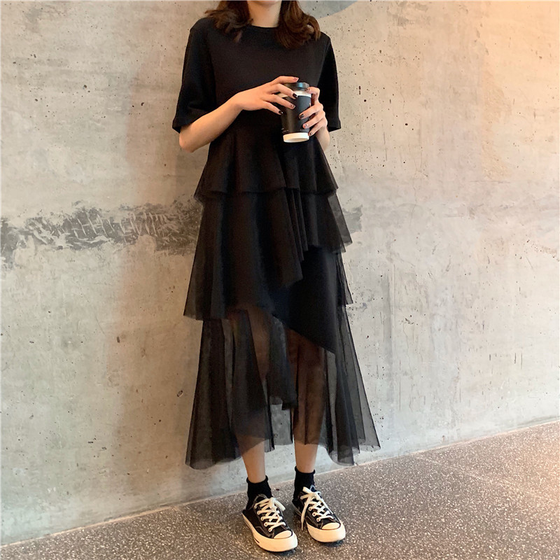 レース ワンピース ティアードチュール 重ねワンピース