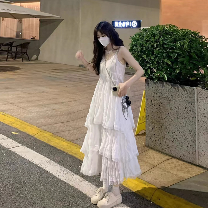 レース ワンピース ティアードフリル レース ロングワンピース