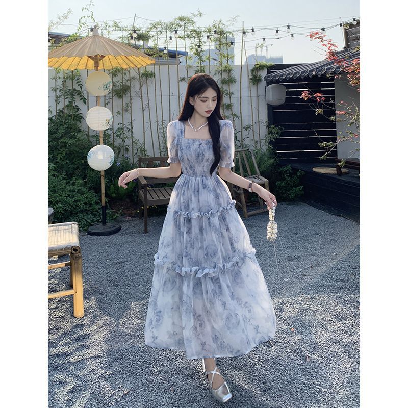 レース ワンピース 花柄シアーティアードレースワンピース