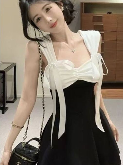 レース ワンピース 優美リボン付きレースワンピース