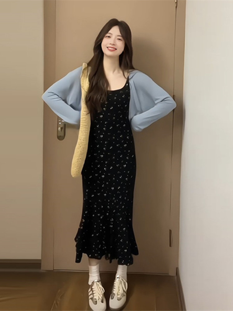 レース ワンピース 小花柄キャミソールレースロングワンピース