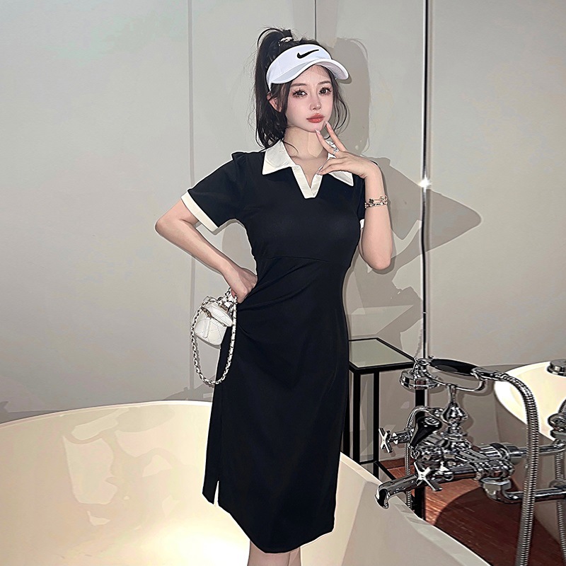 レース ワンピース 優美襟付きタイトワンピース