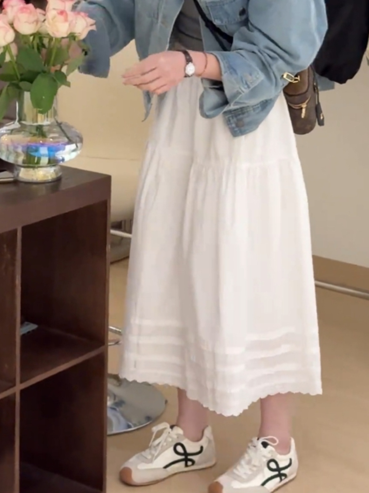 レース ワンピース 優美な裾レースロングワンピース