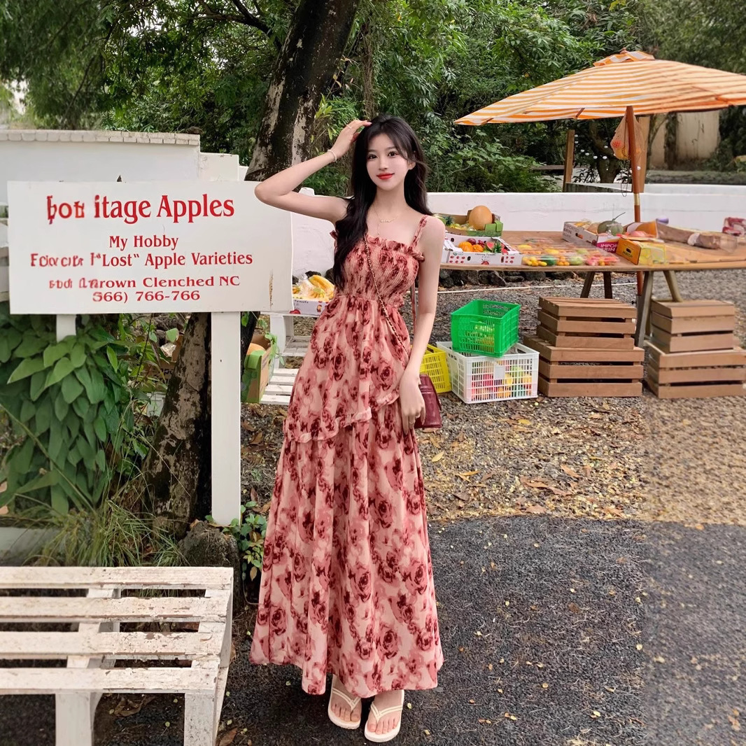 レース ワンピース 優美花柄キャミソールレースワンピース