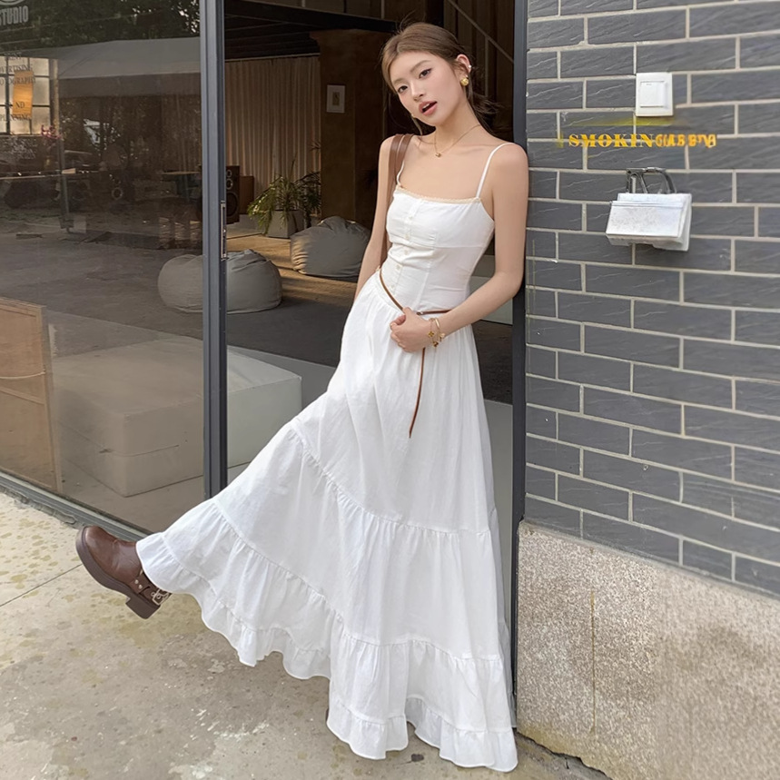 レース ワンピース 優美なティアードフリルロングワンピース