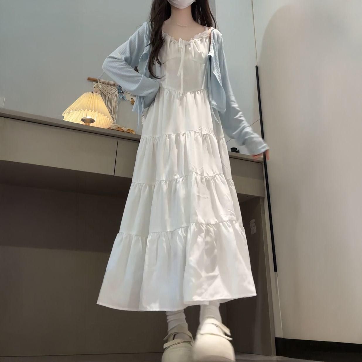 レース ワンピース 優美なティアードフリルレースワンピース