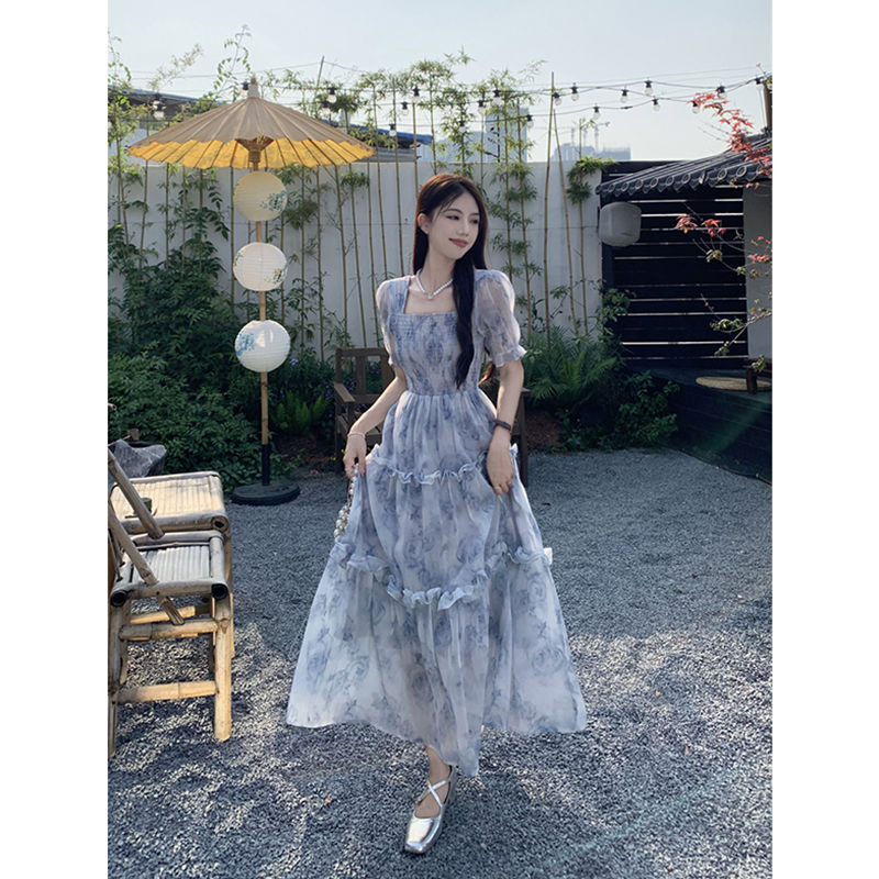 レース ワンピース 花柄シアーティアードレースワンピース