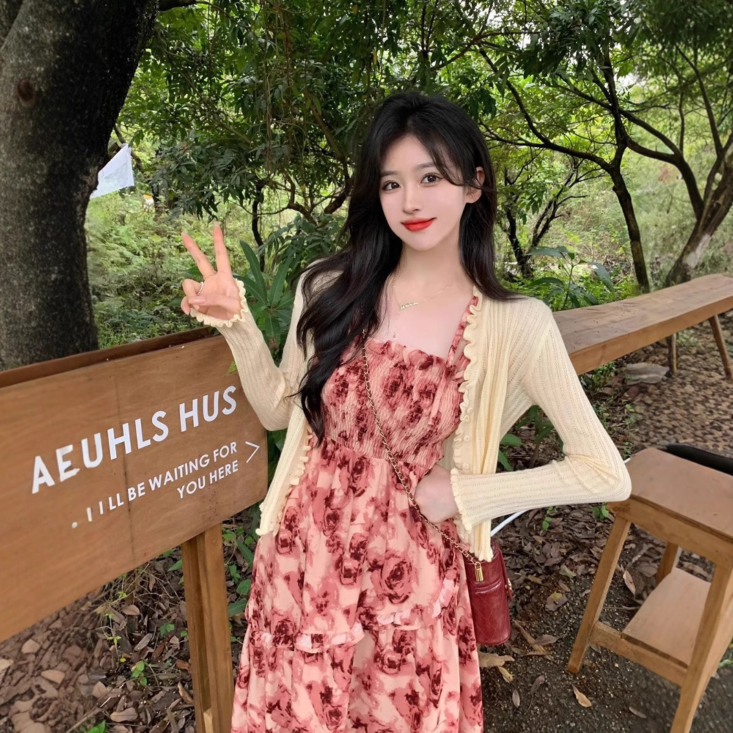 レース ワンピース 優美花柄キャミソールレースワンピース