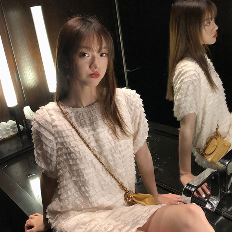 レース ワンピース 立体フリル レース ワンピース