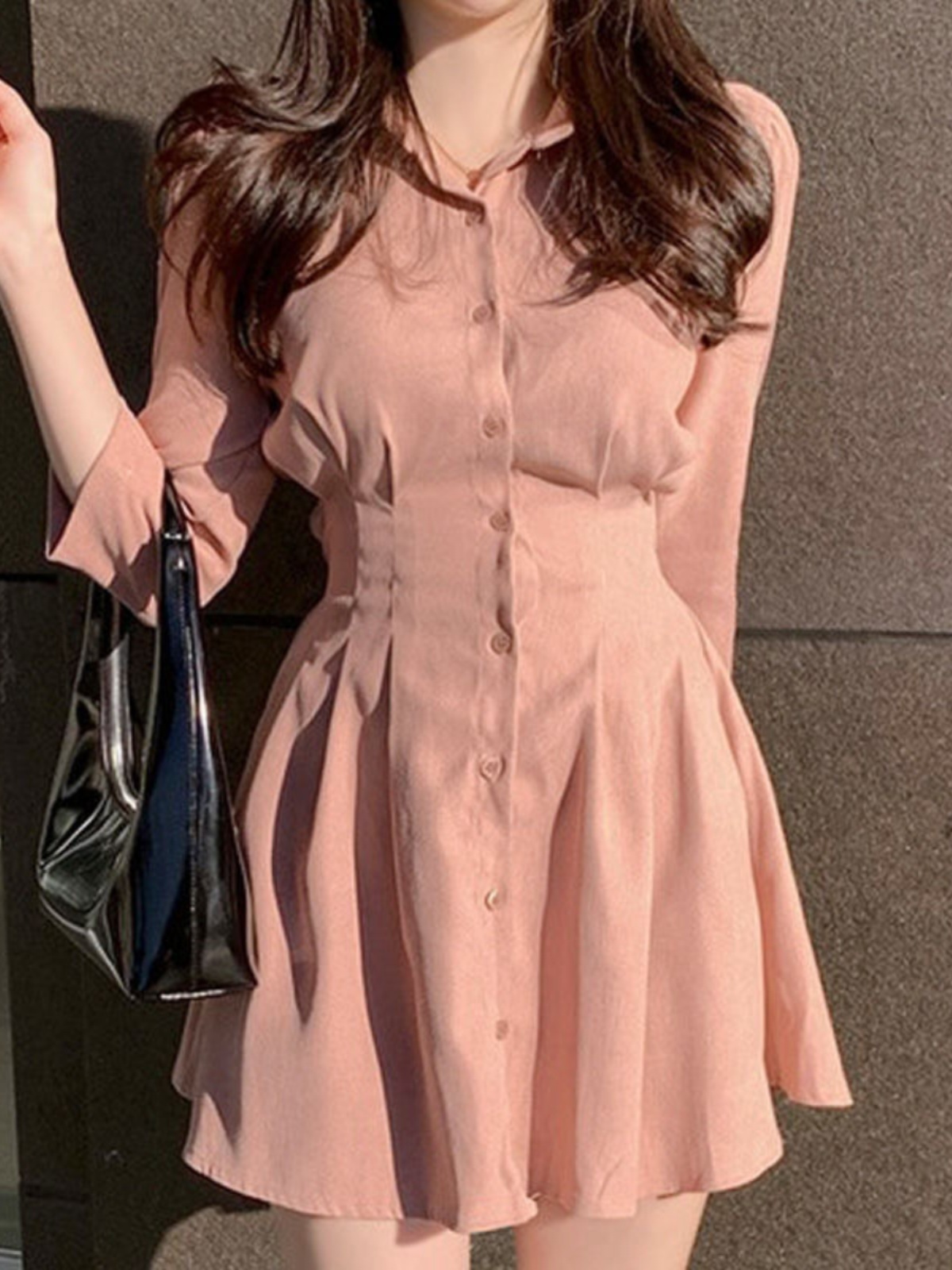 レース ワンピース 優美シルエット シャツ風ワンピース