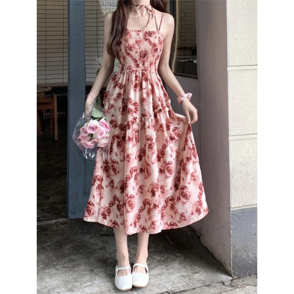 レース ワンピース 花柄シャーリングレースロングドレス