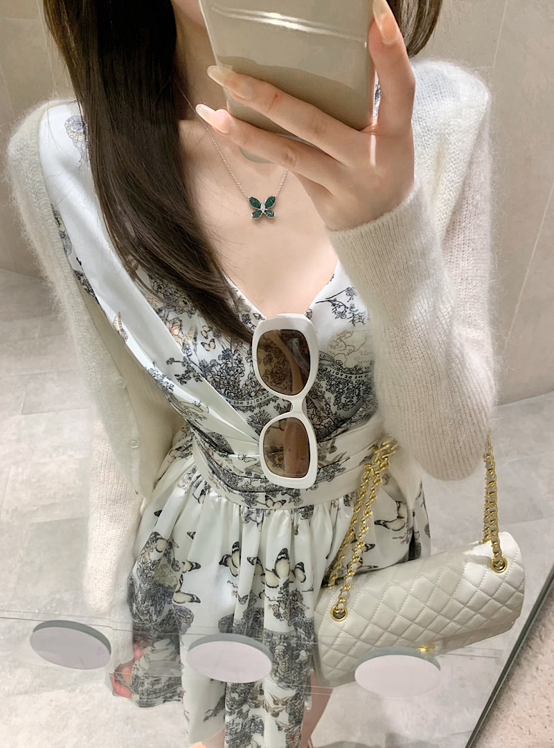 レース ワンピース 蝶々舞う優美レース重ね着ワンピース