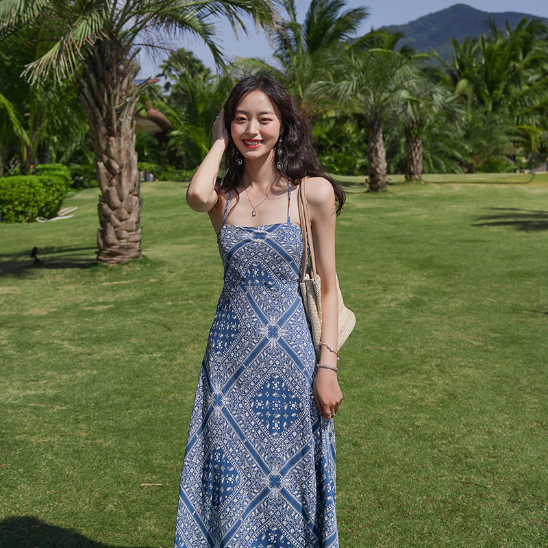 レース ワンピース バックレース 花柄キャミワンピース 夏向けマキシ丈