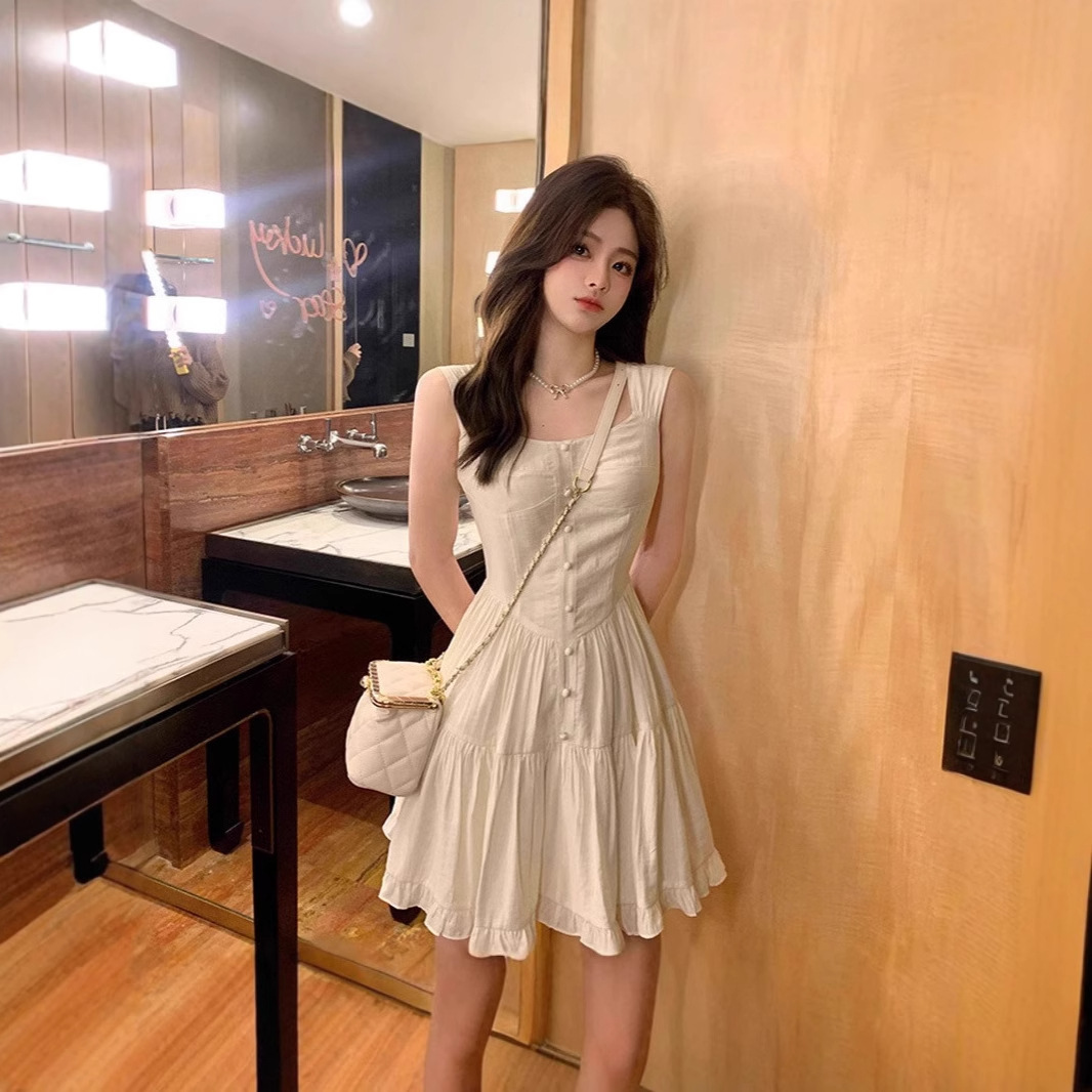 レース ワンピース 優美フリルティアードキャミワンピース