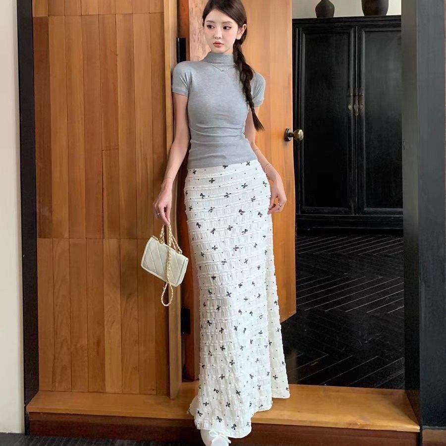 レース ワンピース 優美な小花柄レースロングワンピース