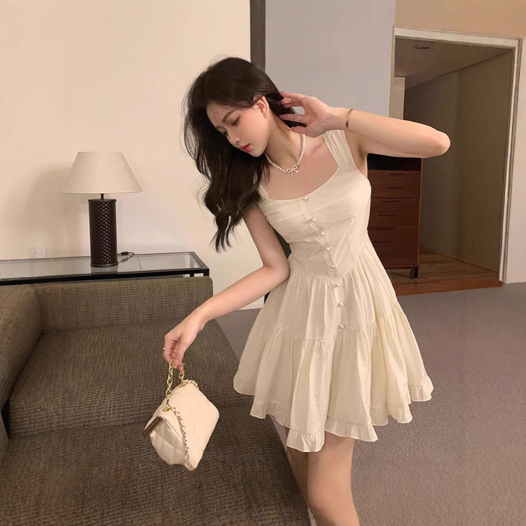 レース ワンピース 優美フリルティアードキャミワンピース