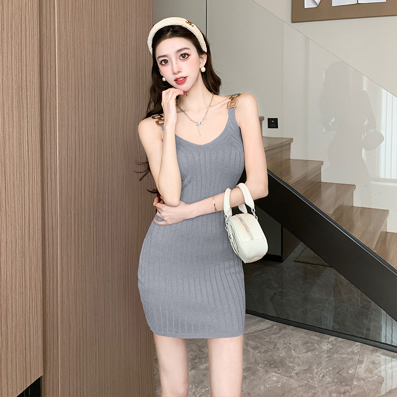 レース ワンピース 優美リブ編みタイトワンピース