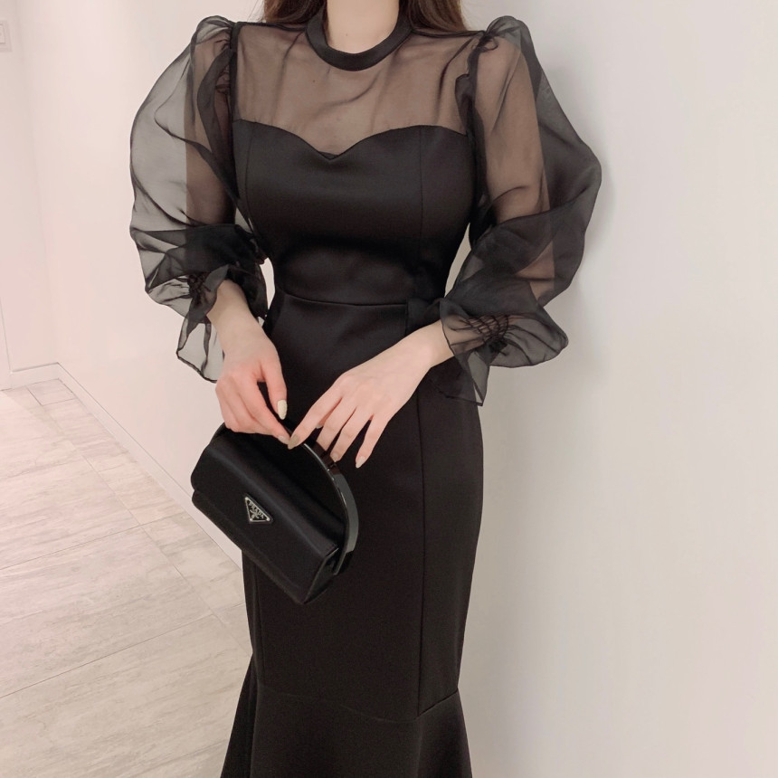 レース ワンピース シアーレイヤード 優美ワンピース