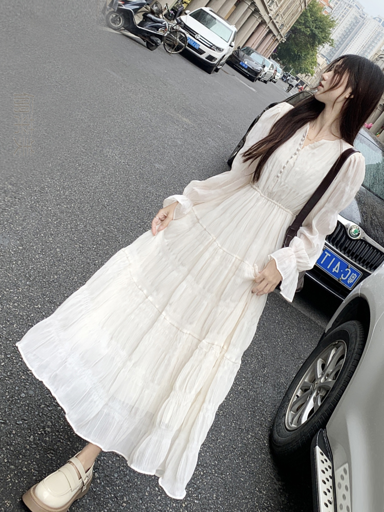 レース ワンピース 優美なティアードフリルロングワンピース