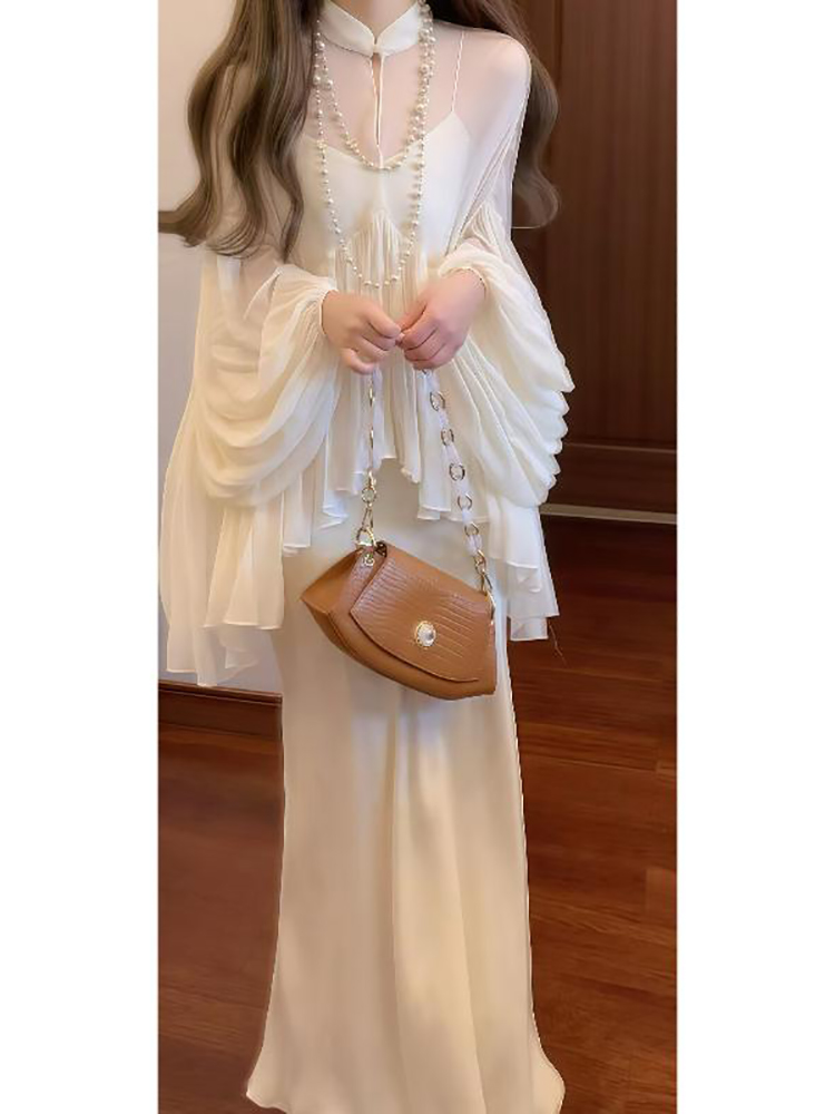 レース ワンピース シアーレース 華麗なる袖ワンピース