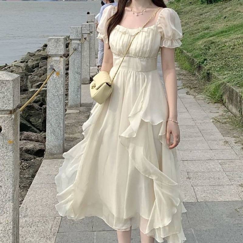 レース ワンピース 優美シフォンフリルレースワンピース