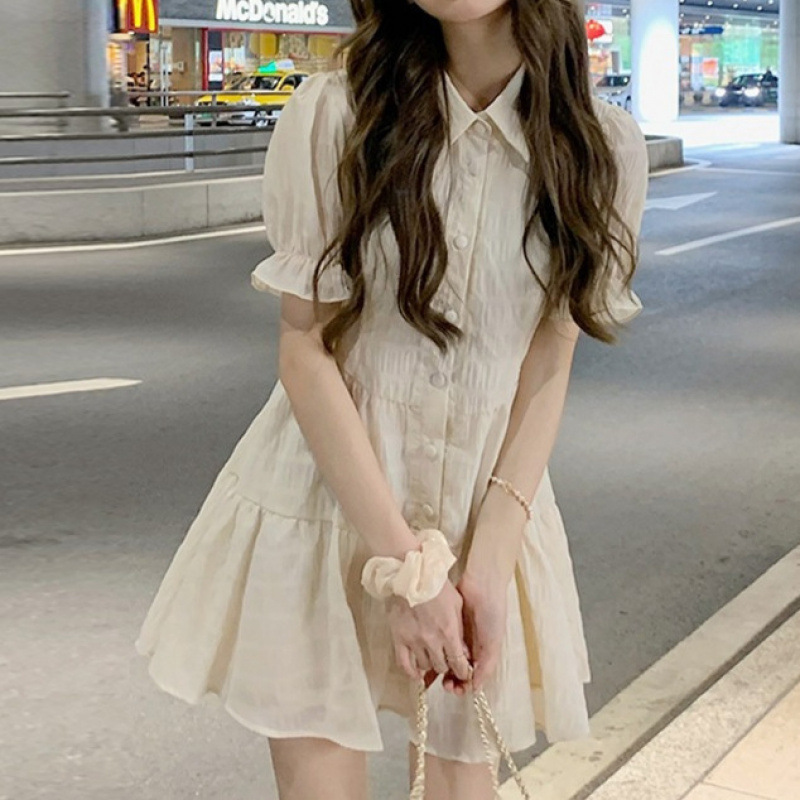 レース ワンピース 襟付きティアードレースワンピース