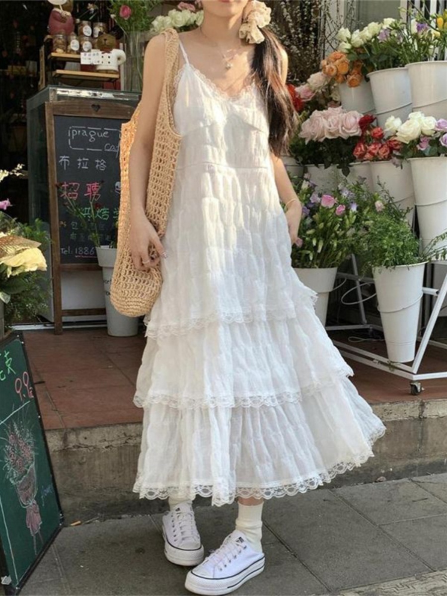レース ワンピース 優美な重ねフリルレースワンピース