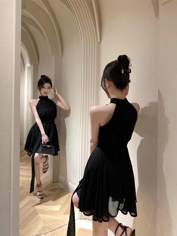 レース ワンピース 優美なホルターネック レース ワンピース