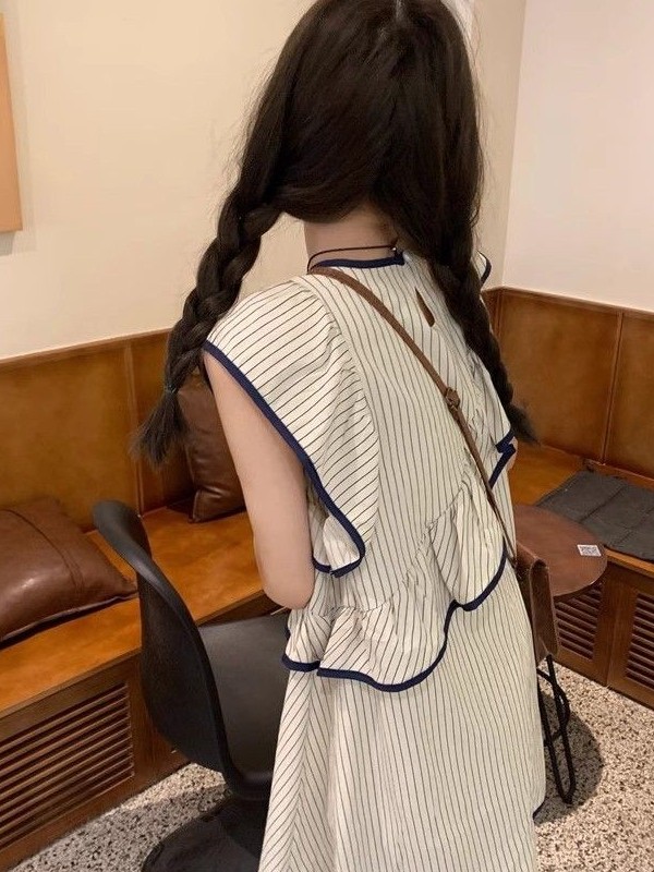 レース ワンピース 縁取りセーラー風レースワンピース