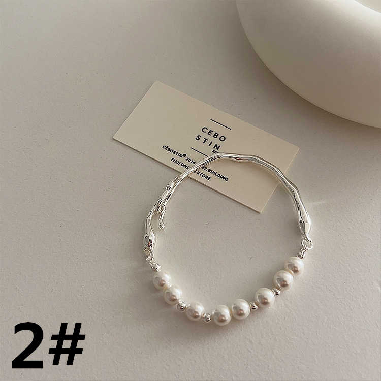 ブレスレットレディース 真珠とゴールドの不規則チェーン上品ブレスレット