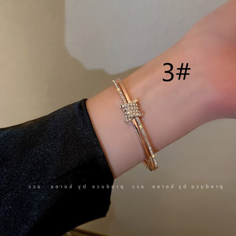 ブレスレットレディース 煌めき石シルバーブレスレット 女性用 上品な大人可愛い韓国風