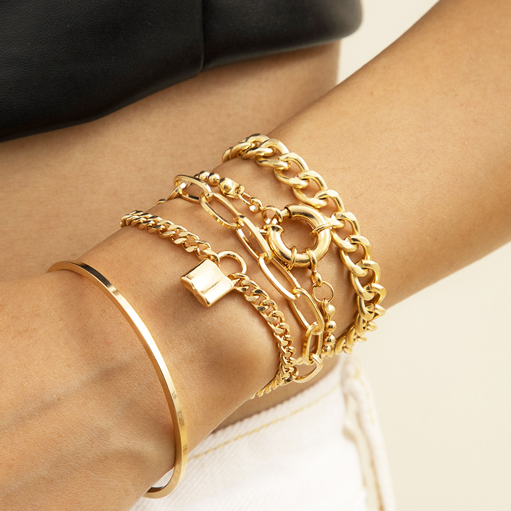 ブレスレットレディース ゴールド 重ね付け ブレスレット 5点セット 韓国風