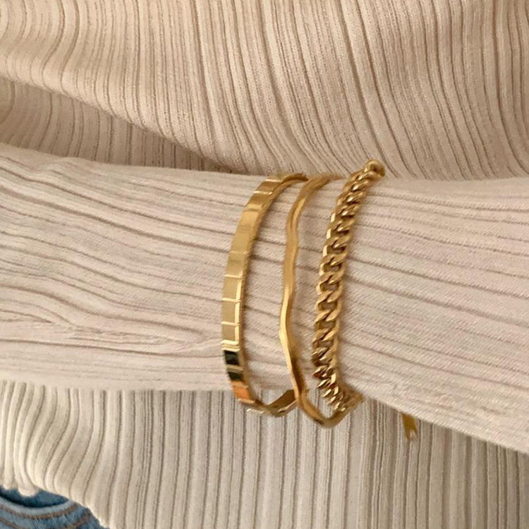 ブレスレットレディース 不規則波型バングル 開口型調節可能腕輪