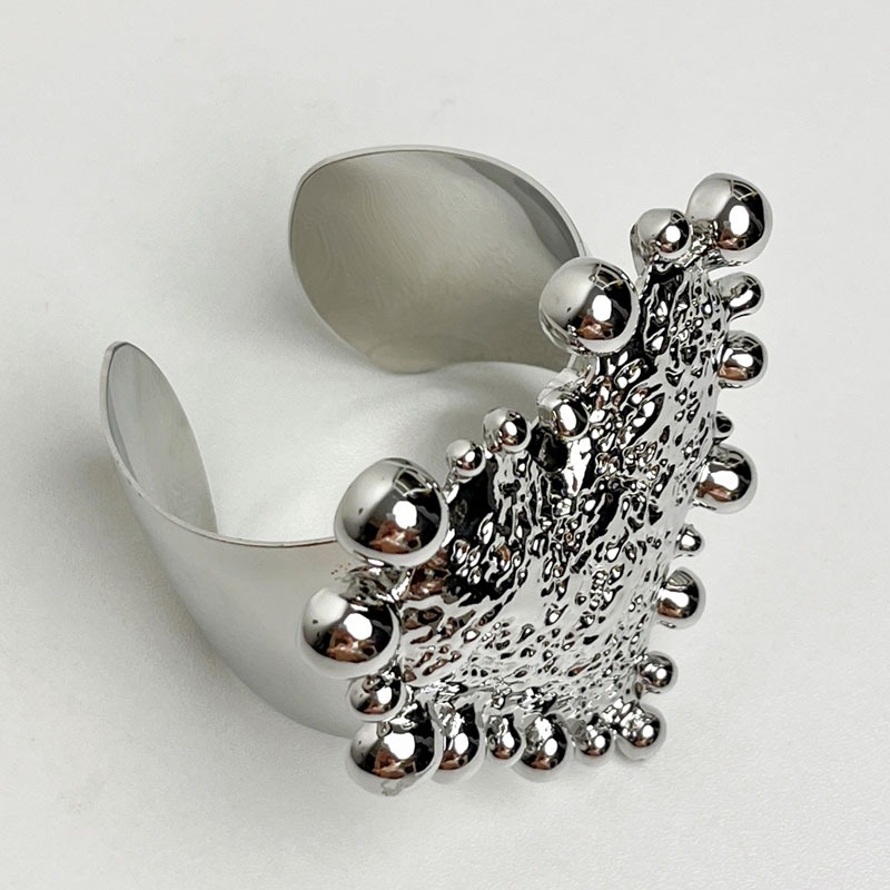 ブレスレットレディース 金属調ボール装飾バングル 女性用腕輪アクセサリー