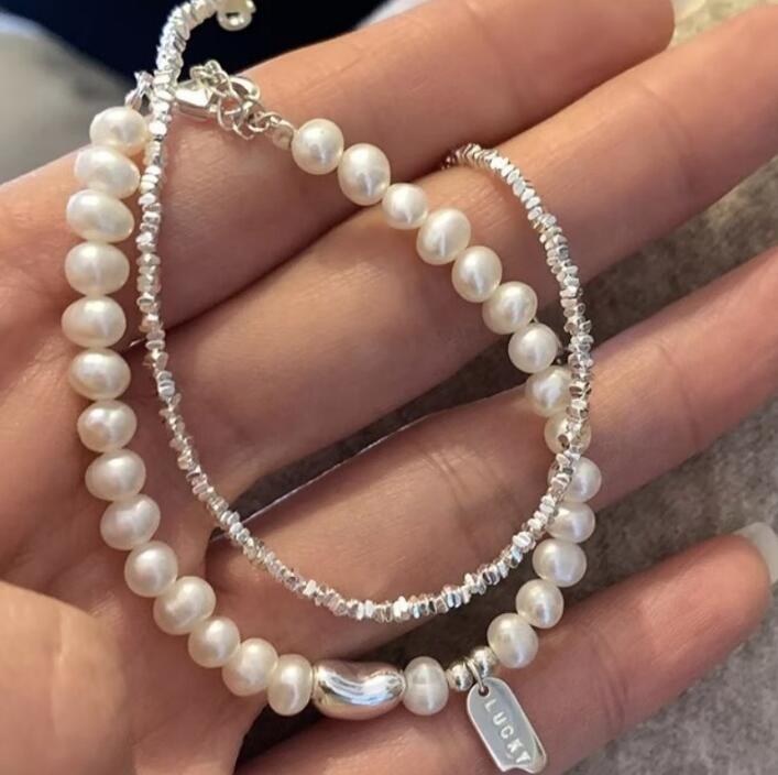 ブレスレットレディース シルバー真珠ブレスレット 個性的レディース腕輪セット