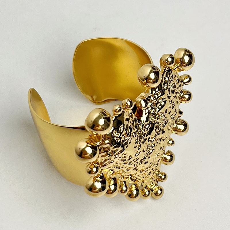 ブレスレットレディース 金属調ボール装飾バングル 女性用腕輪アクセサリー