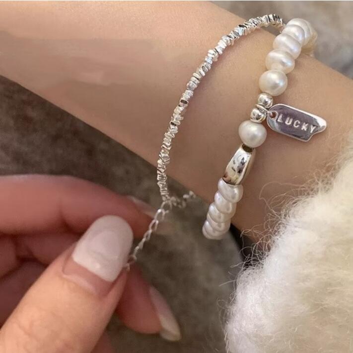 ブレスレットレディース シルバー真珠ブレスレット 個性的レディース腕輪セット