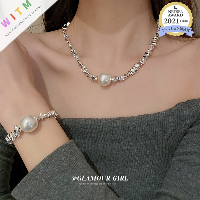 ブレスレットレディース シルバーパール ネックレス ブレスレット セット 錆びにくい女性用